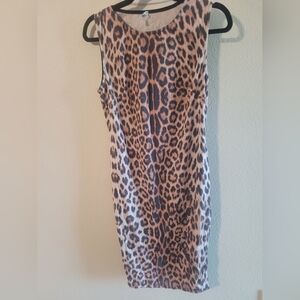 Cefian Leopard Stretch Slit Dress L